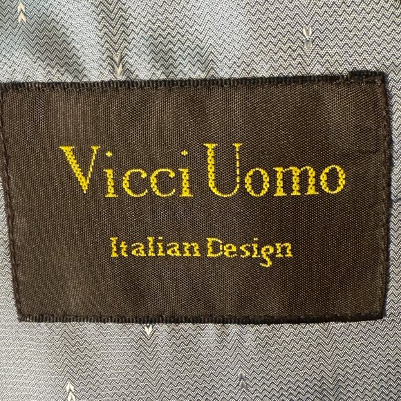 Vicci Uomo Suit Black Window Pane 4 Button Jacket & Pants Cuffed Hem Sz 42L/35W - Picture 2 of 15